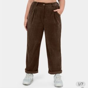 Halara Mid Rise Button Zipper Side Pocket Corduroy Casual Pants